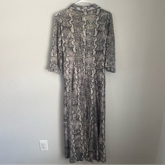 Zara Maxi Dress Snake Print Animal Bloggers Fav Oversized Black Gray Size XS - Picture 11 of 14